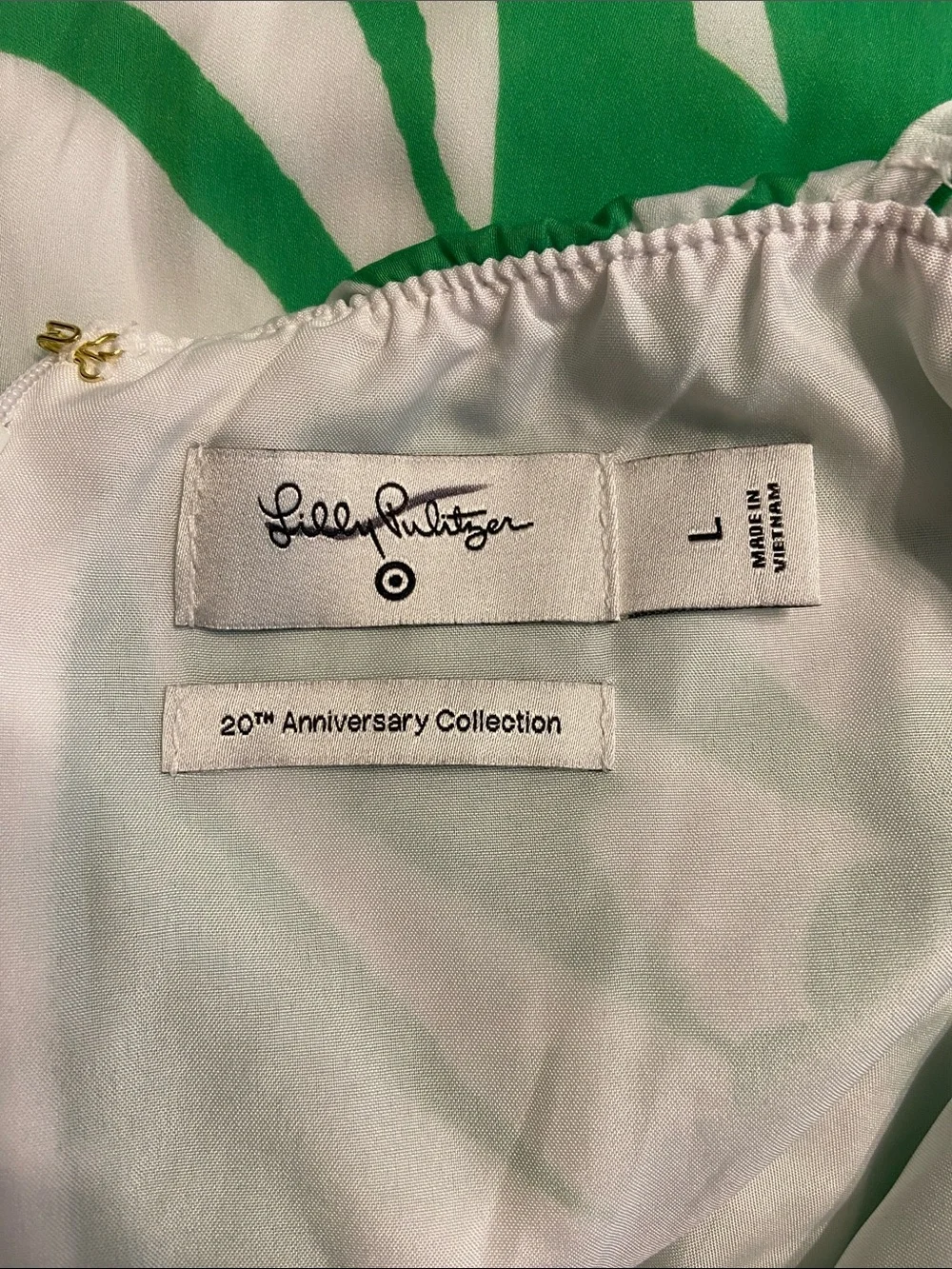 Lilly Pulitzer for Target Green & White Botanical Print Wide Leg Jumpsuit Sz L